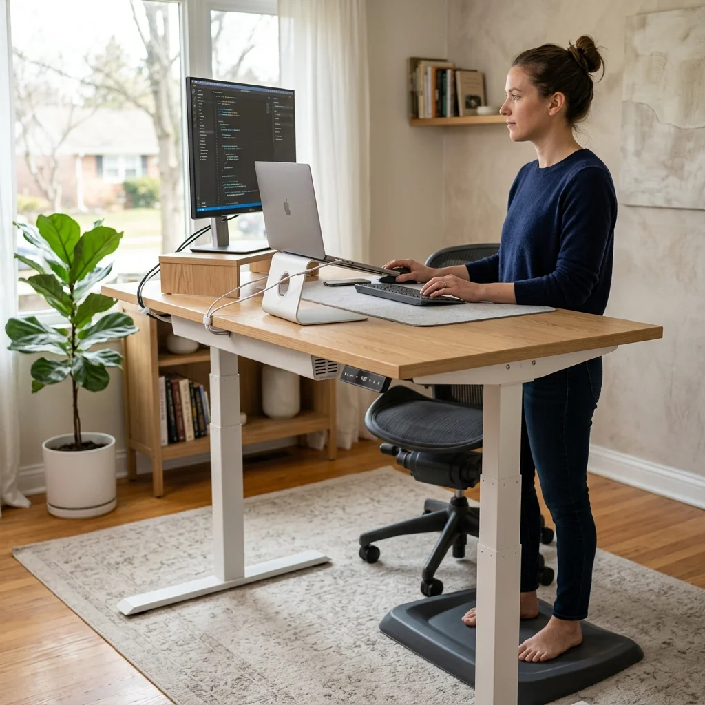 Aluminium adjustable laptop stand elevating screen to eye level